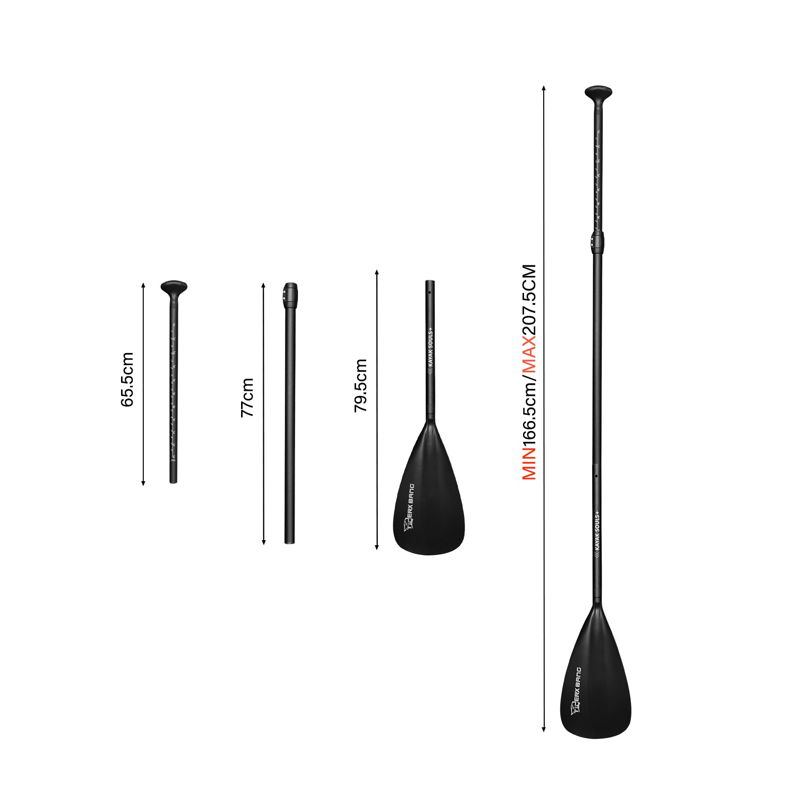 TIGERXBANG-Adjustable 3-Piece Paddle-Single Blade