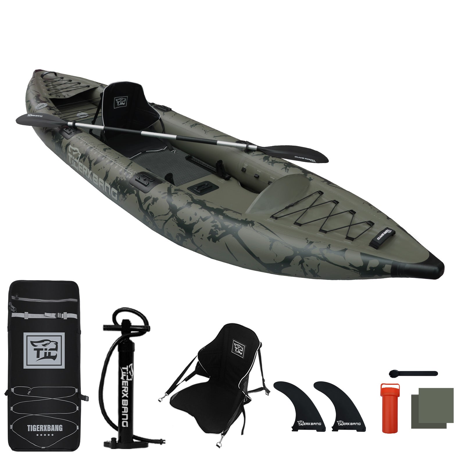 TIGERXBANG 12.6'x40"x10.6" Inflatable Kayak