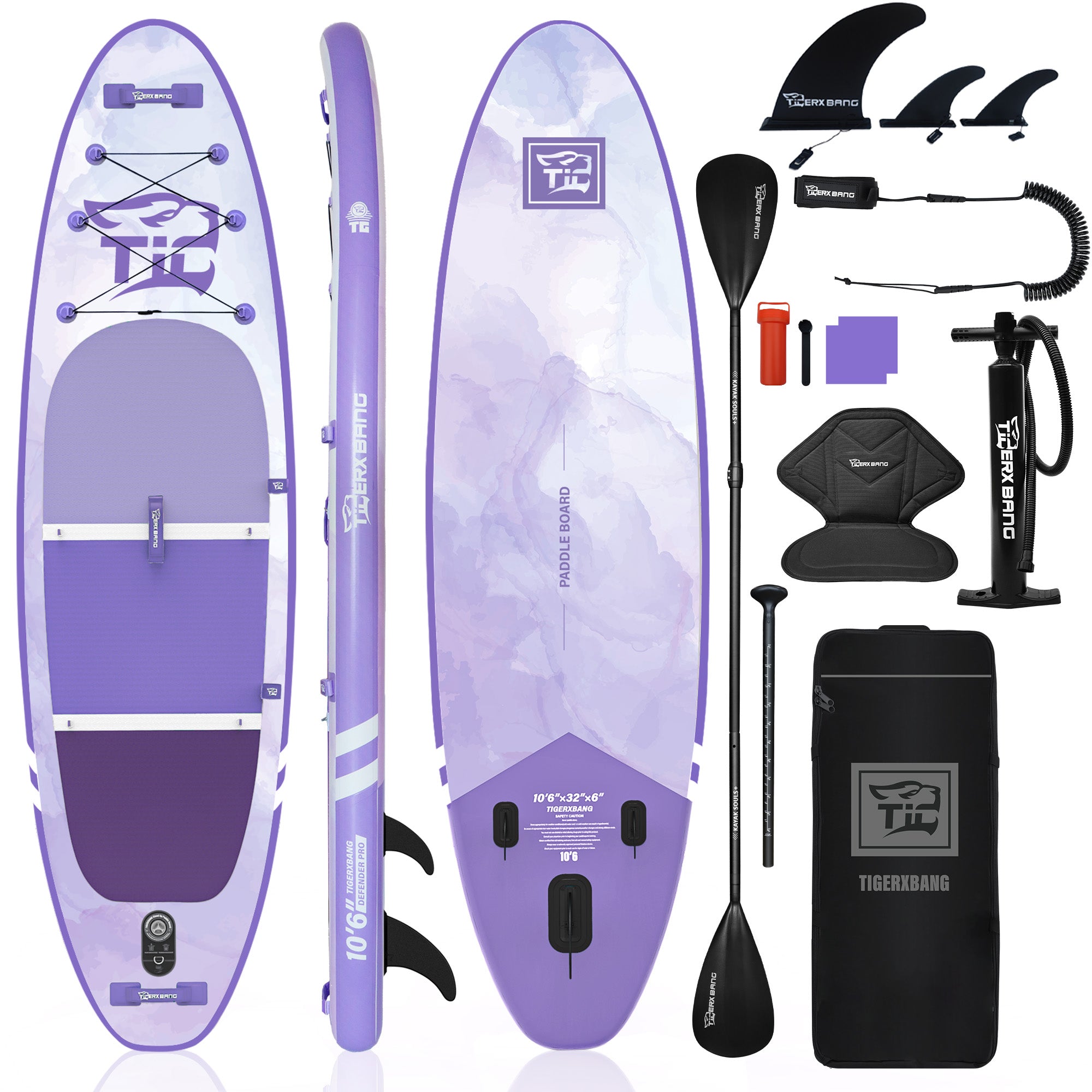 TIGERXBANG Defender Pro 10'6" Inflatable Paddle Board with Kayak Seat