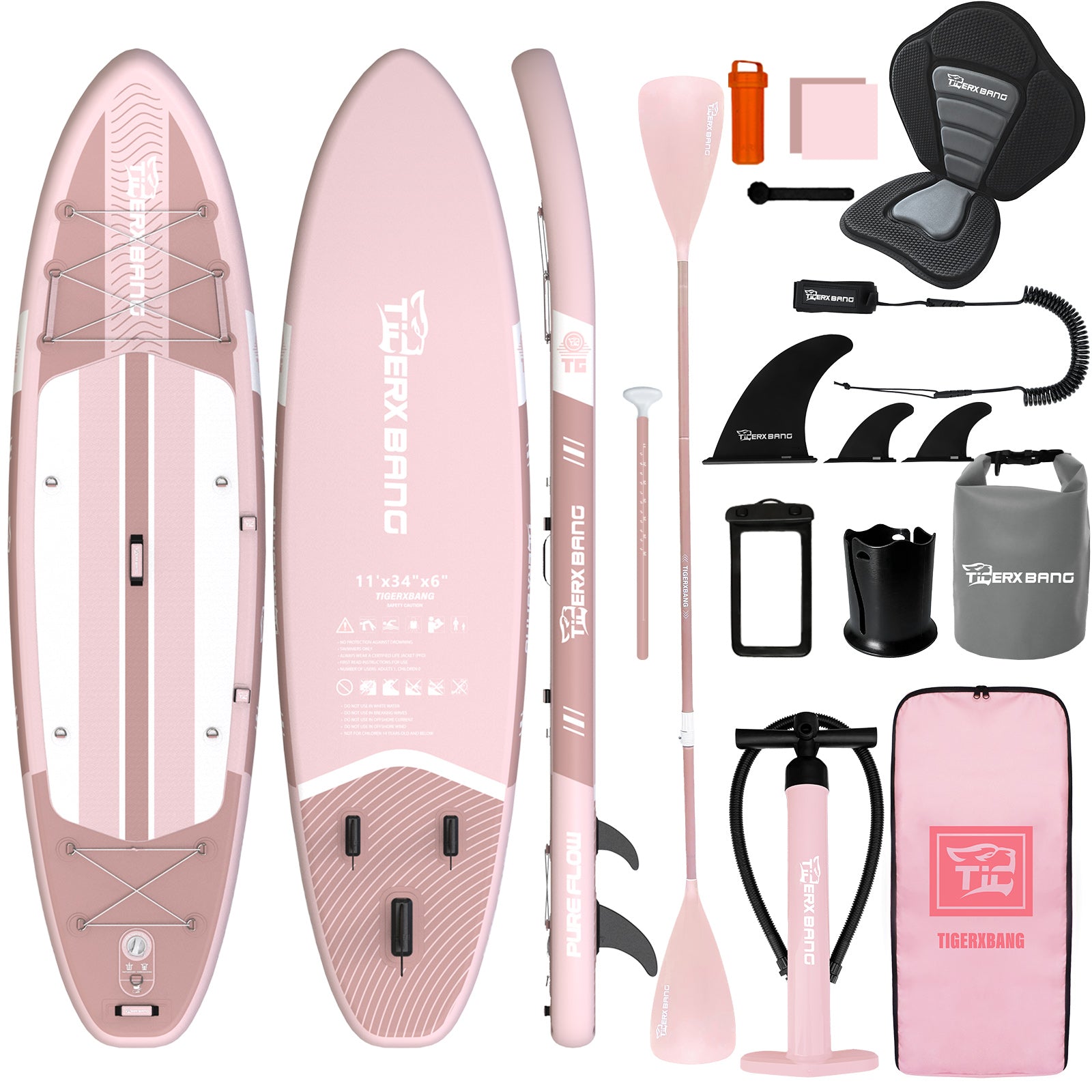 TIGERXBANG Pure Flow 11' Inflatable Paddle Board
