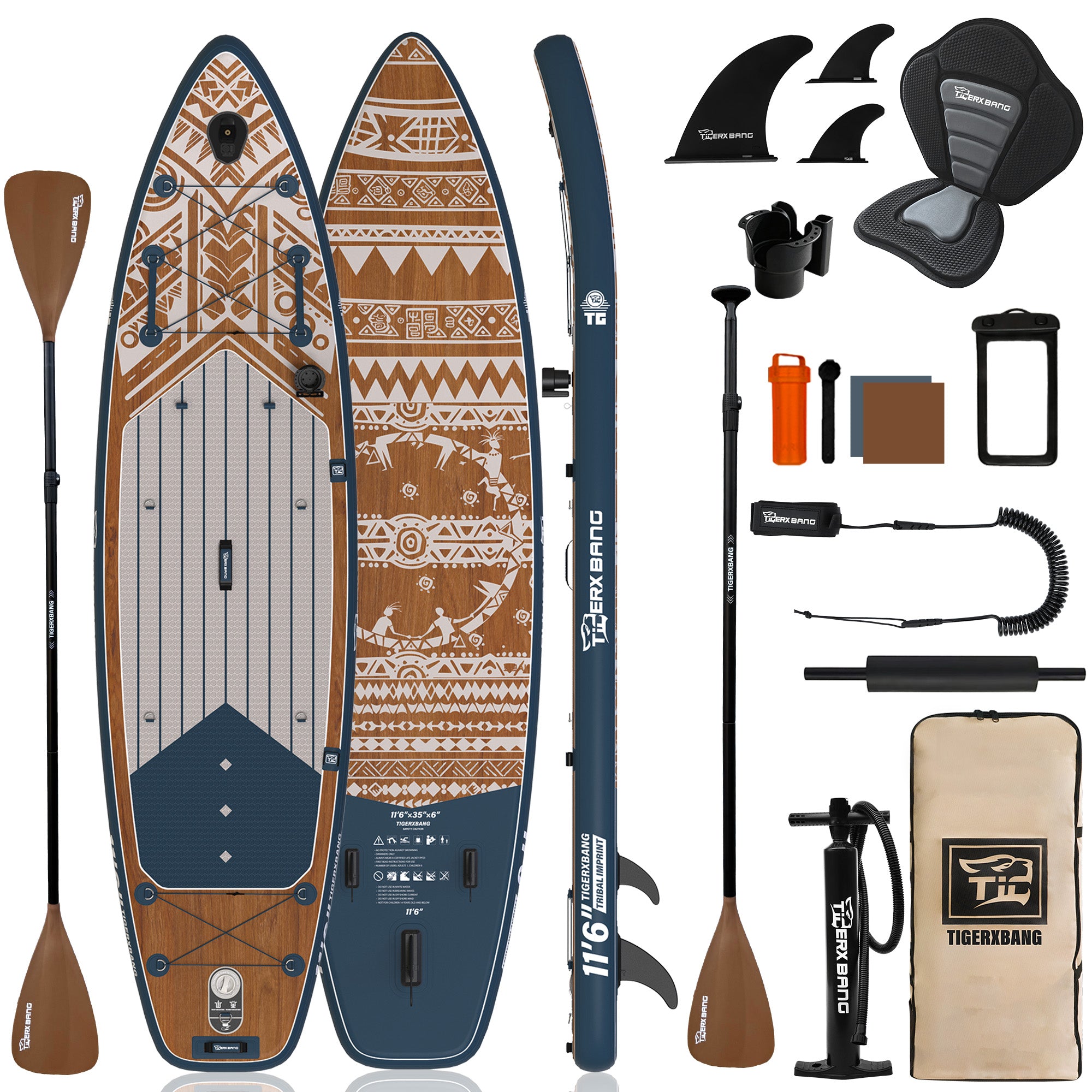 TIGERXBANG Tribal Imprint Series 11'6" Inflatable Stand Up Paddle Board