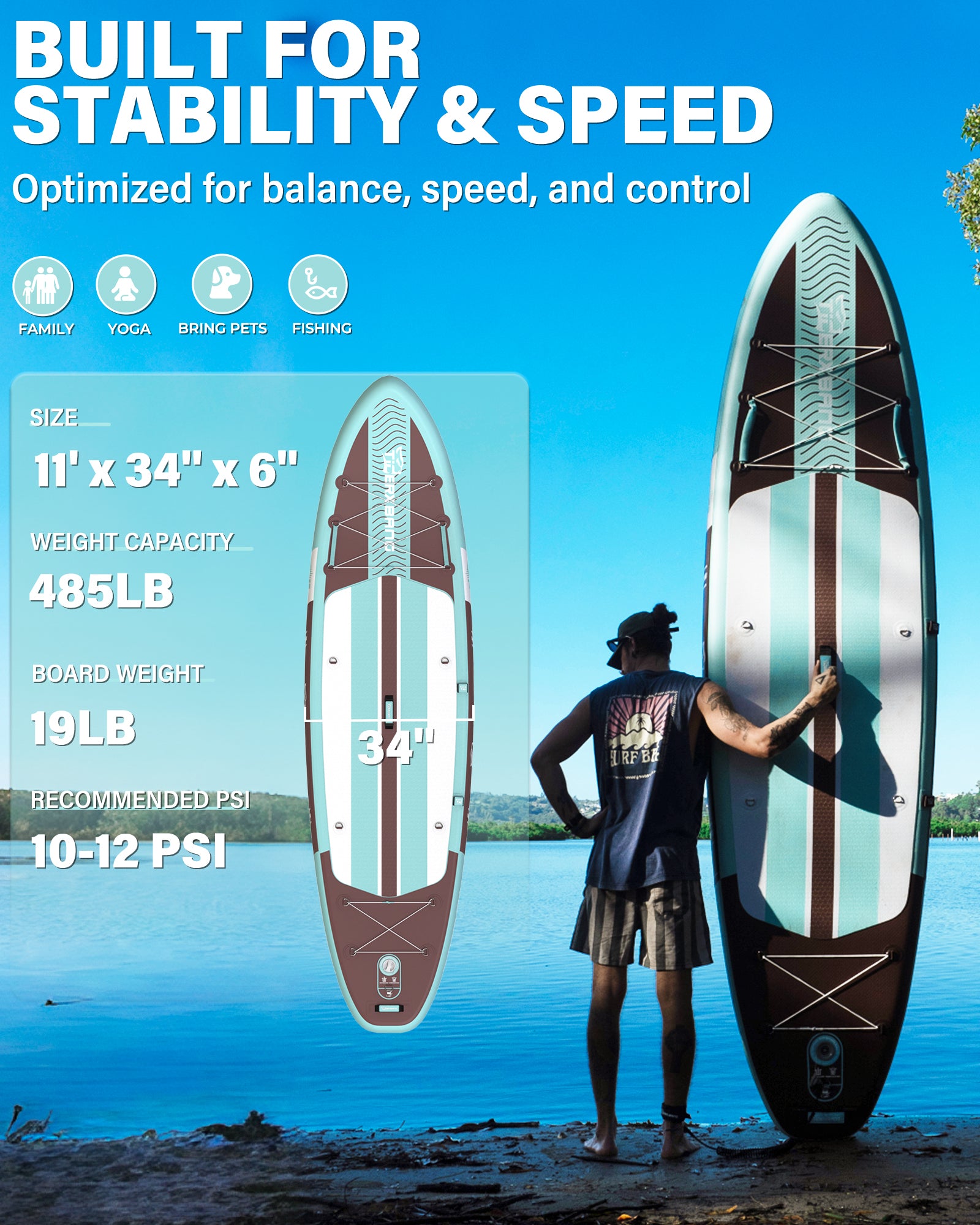 TIGERXBANG Pure Flow 11' Inflatable Paddle Board