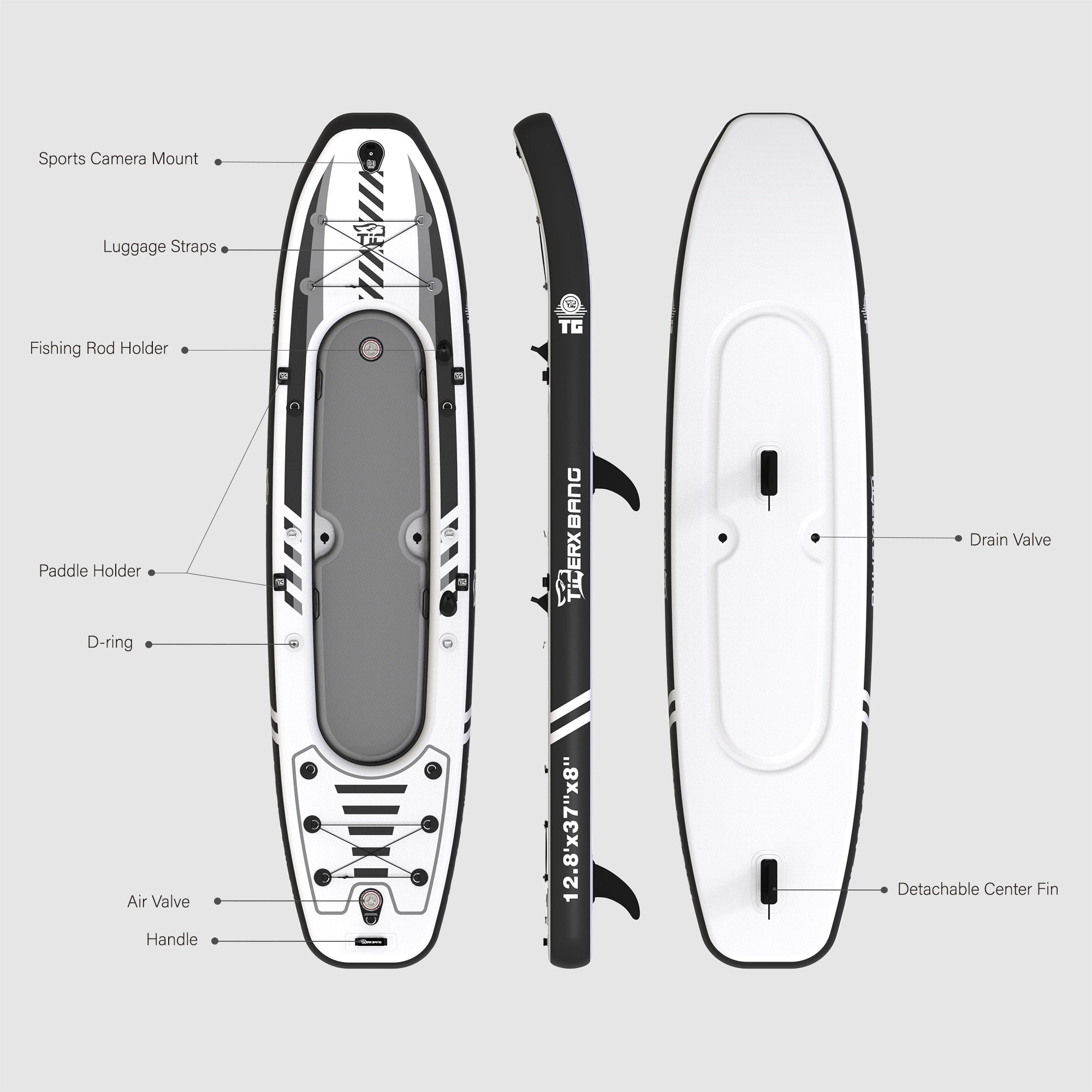 TIGERXBANG 12'8" Inflatable Tandem Kayak