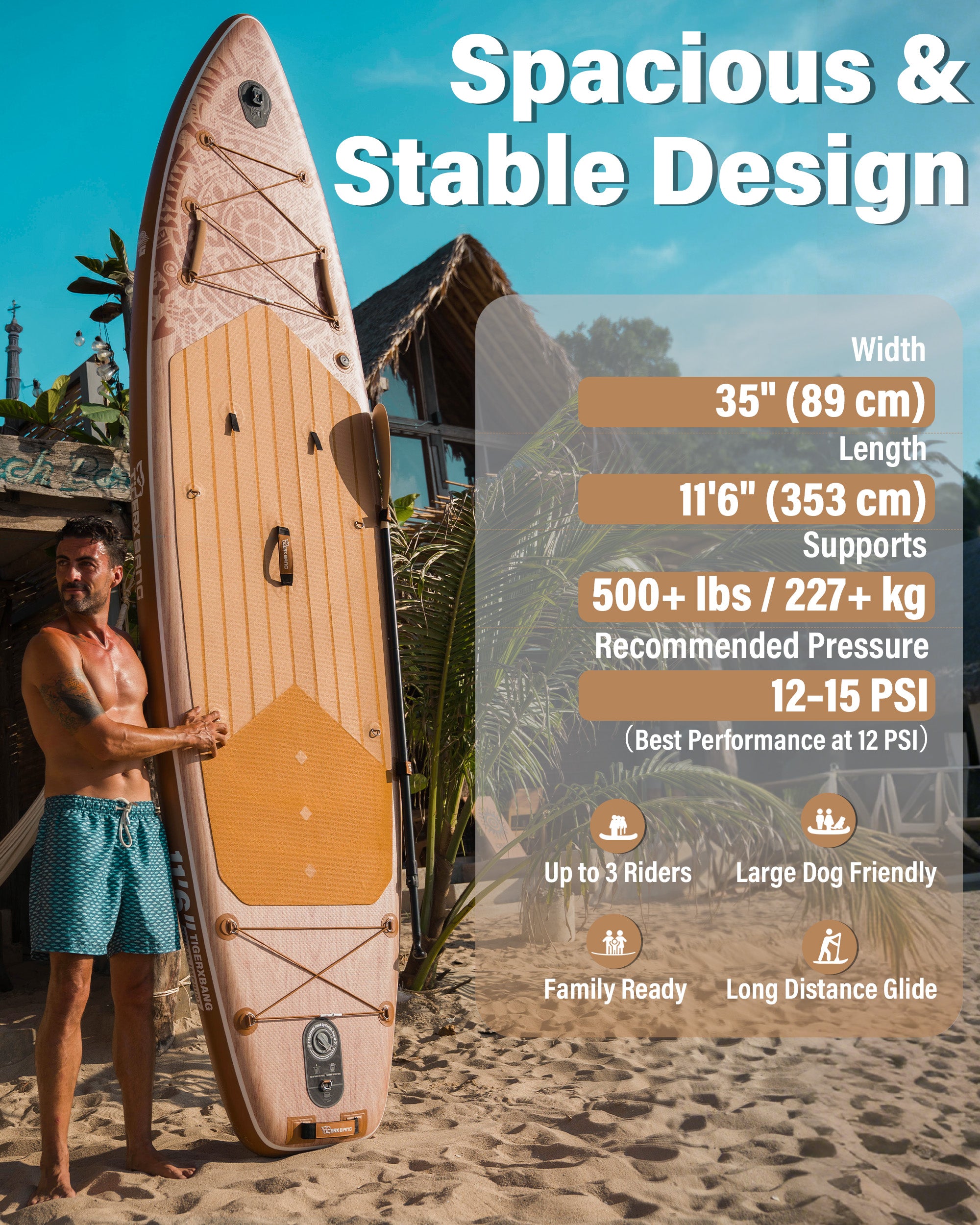 TIGERXBANG Tribal Imprint Series 11'6" Inflatable Stand Up Paddle Board