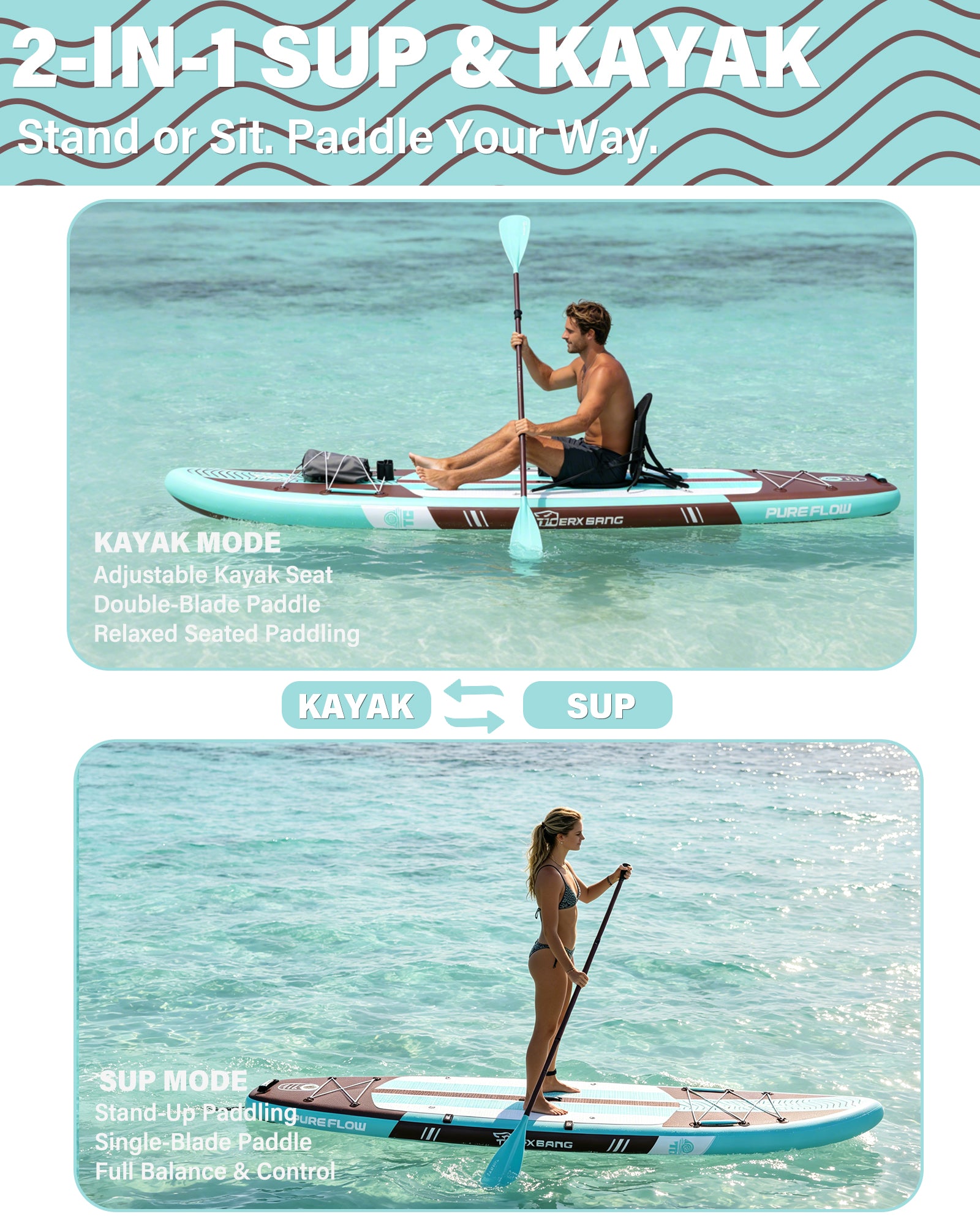 TIGERXBANG Pure Flow 11' Inflatable Paddle Board