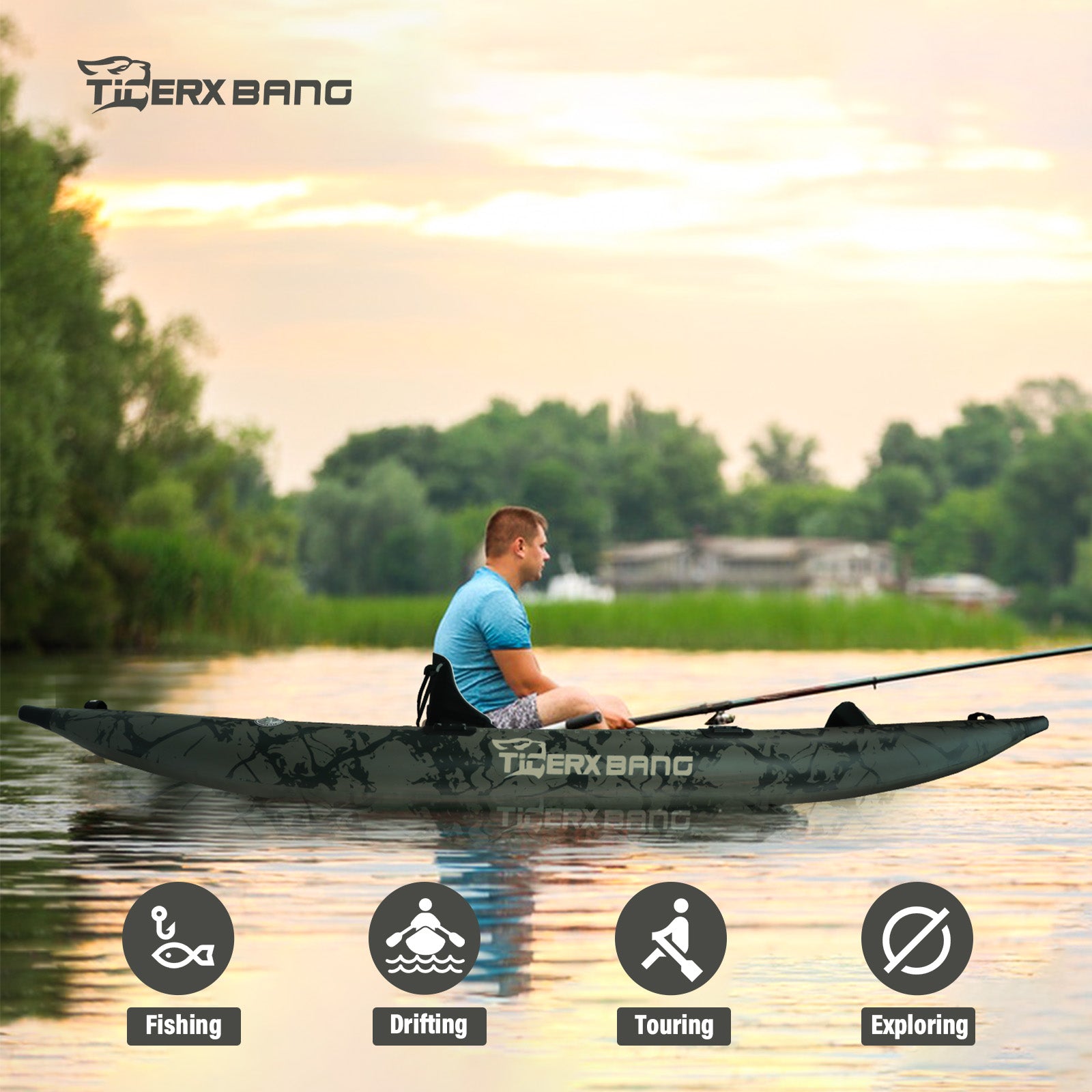 TIGERXBANG 12.6'x40"x10.6" Inflatable Kayak