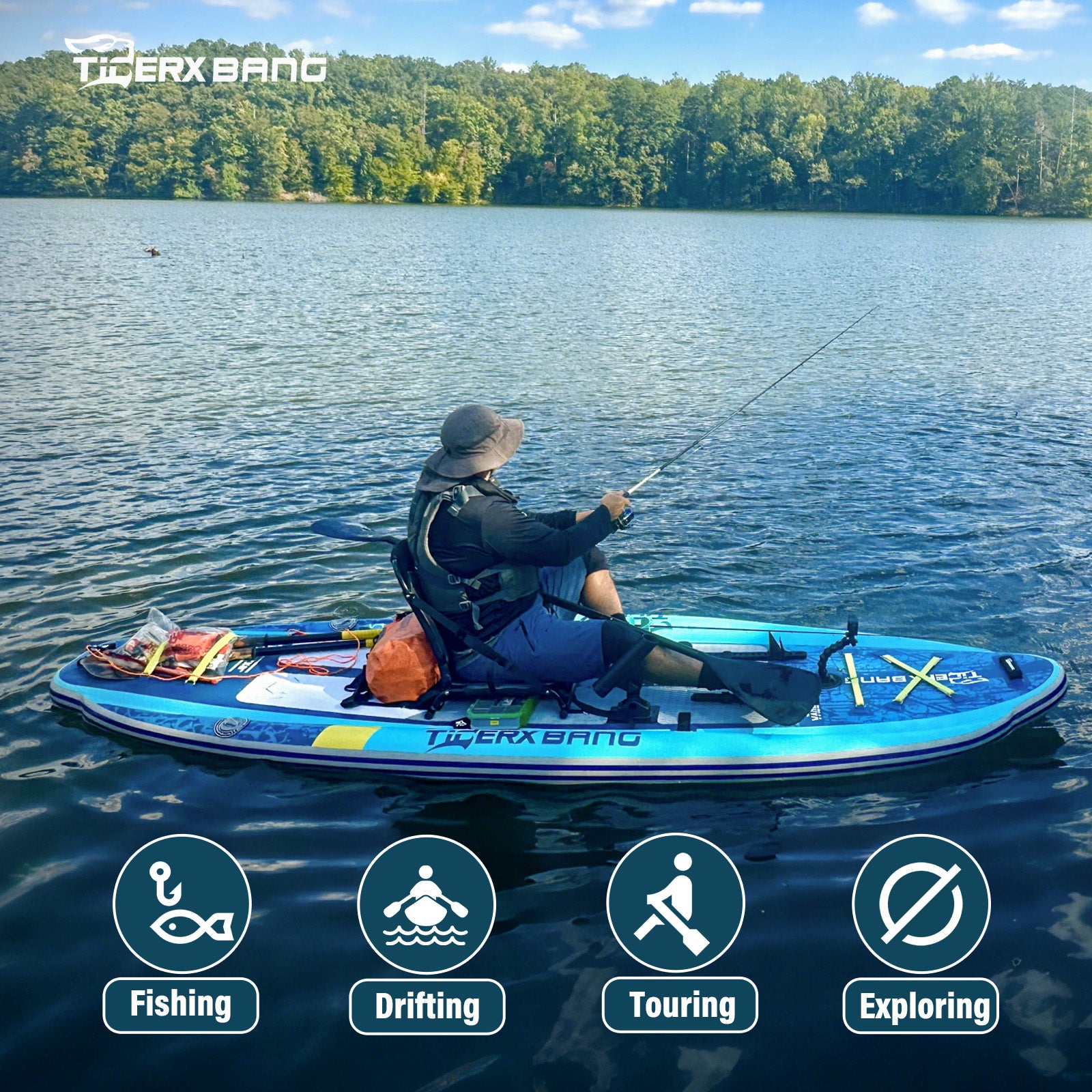 TIGERXBANG 11'x47''x6'' Inflatable Fishing Kayak