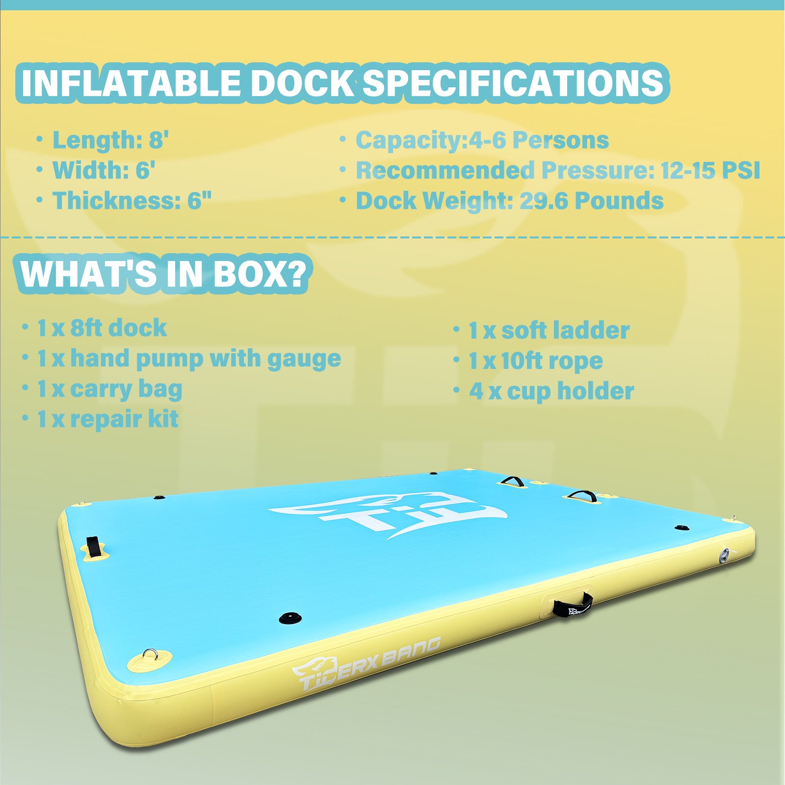 TIGERXBANG Floating Dock 6ft/8ft