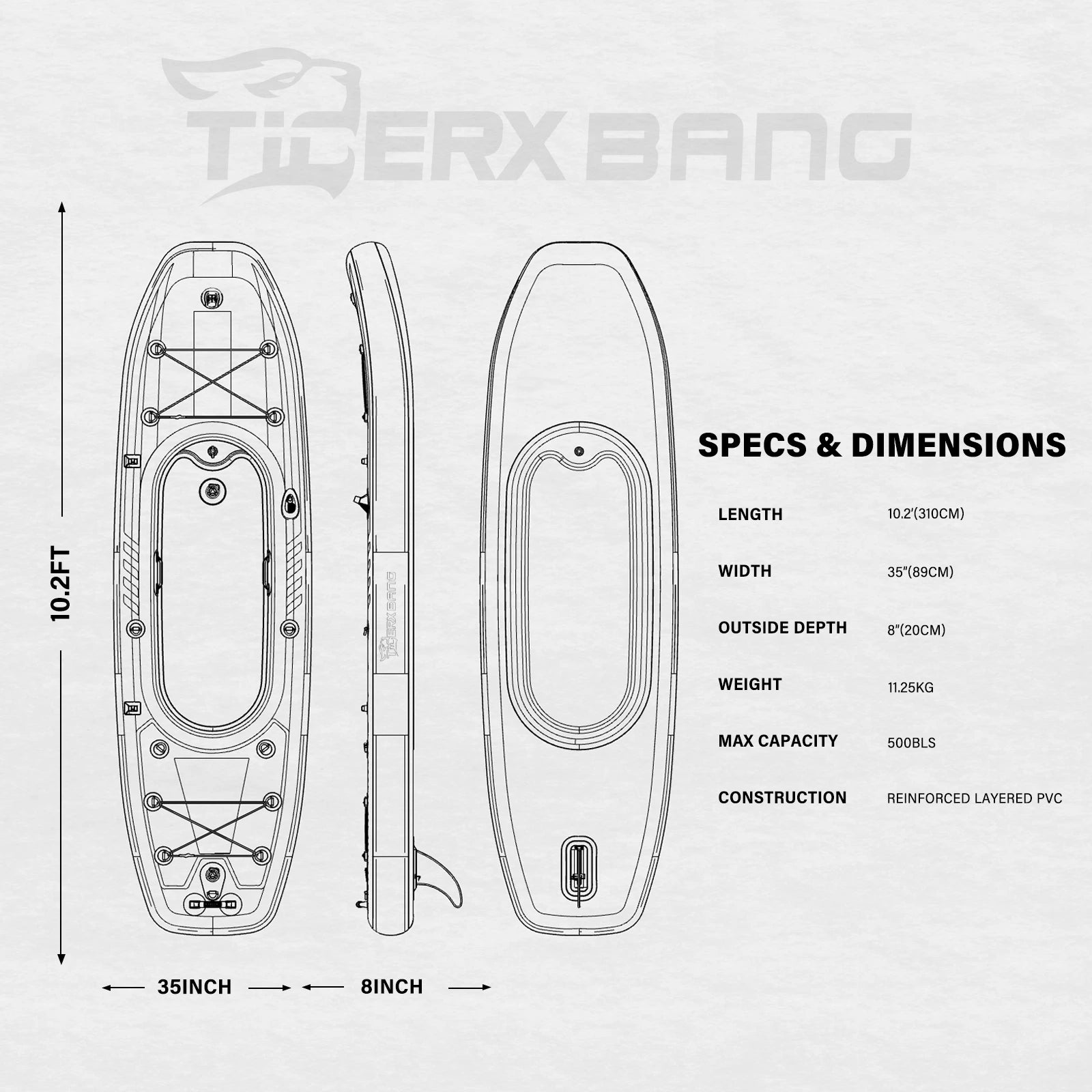 TIGERXBANG 10'2" Inflatable Kayak