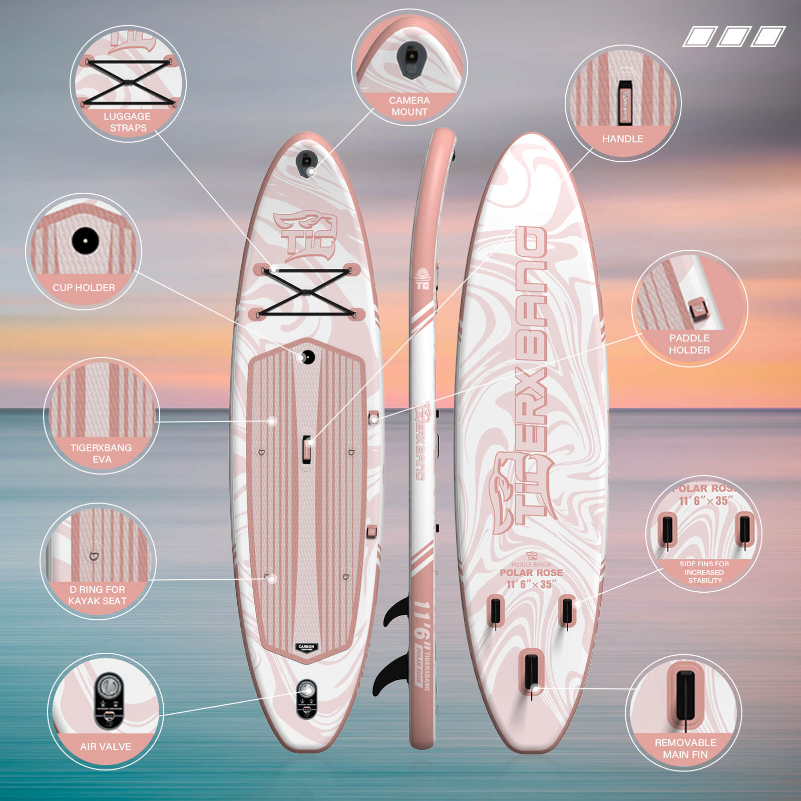 TIGERXBANG POLAR Collection 11'6" Inflatable Paddle Board