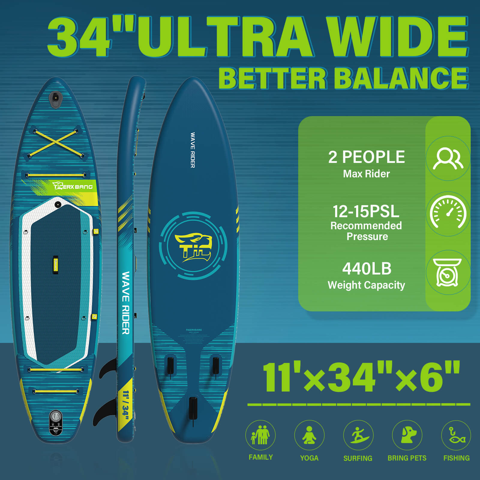 TIGERXBANG WAVE Collection 11' Inflatable Paddle Board