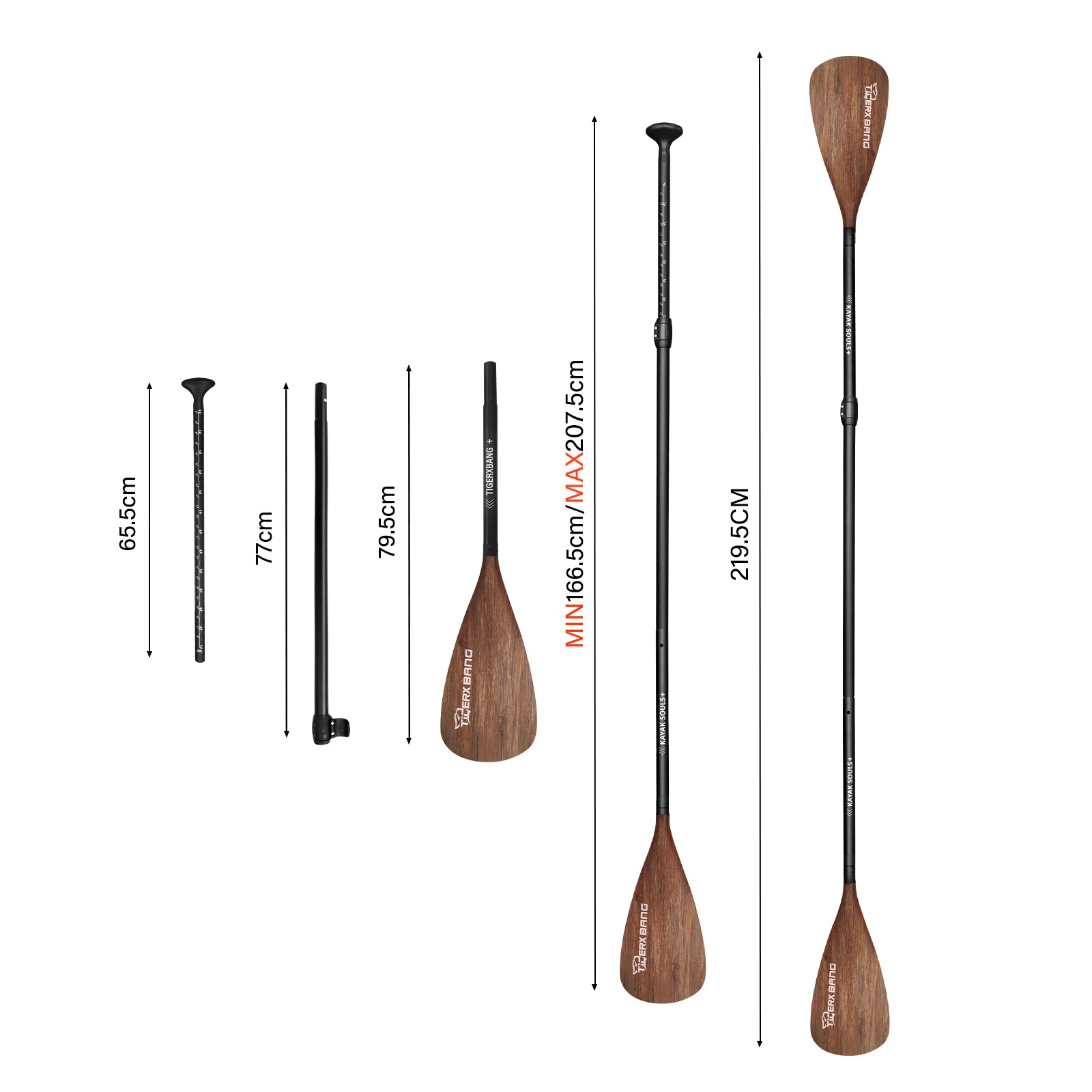 TIGERXBANG Adjustable Multifunctional-Double-Blade/ Wooden Paddle