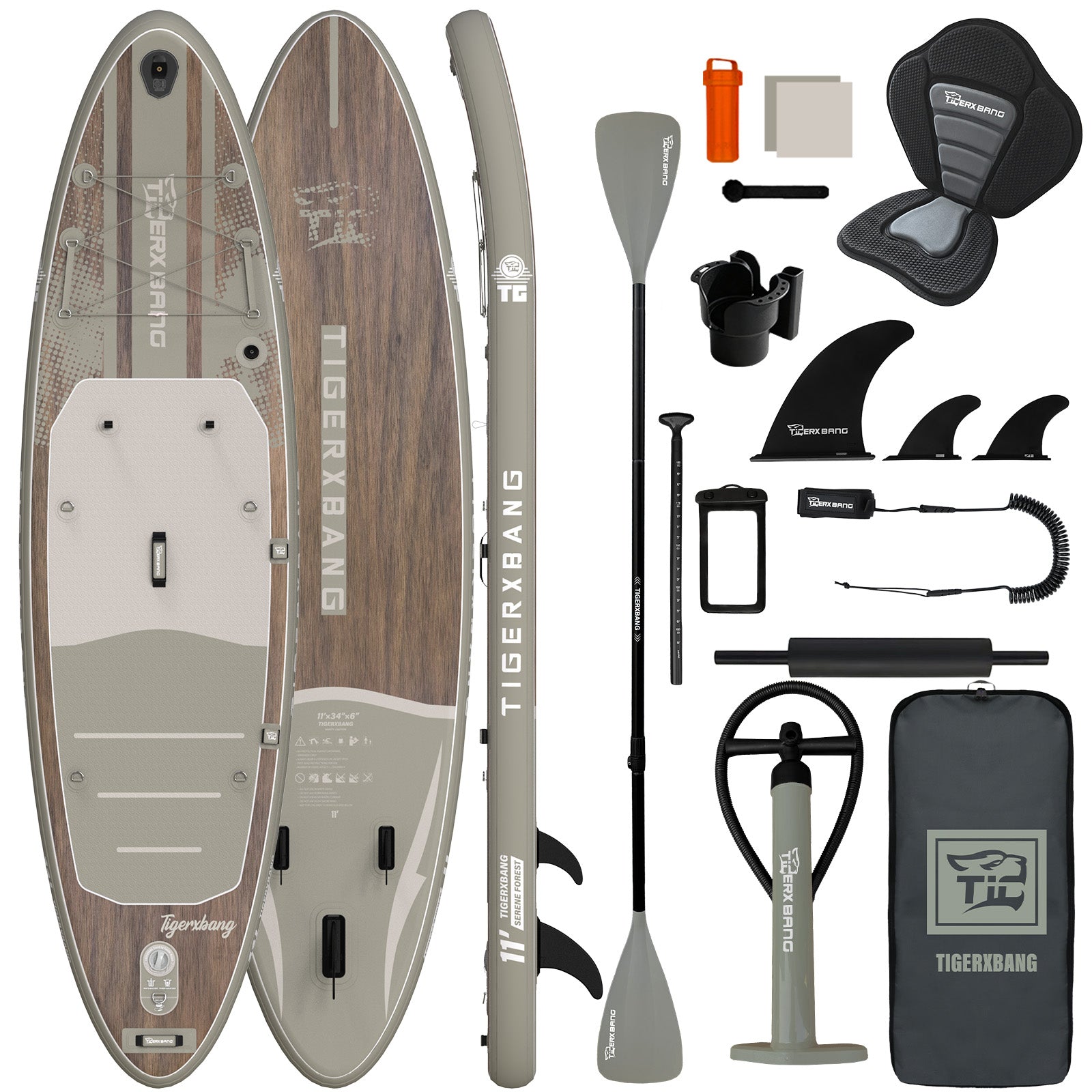TIGERXBANG SERENE FOREST PRO 11' Inflatable Stand Up Paddle Board