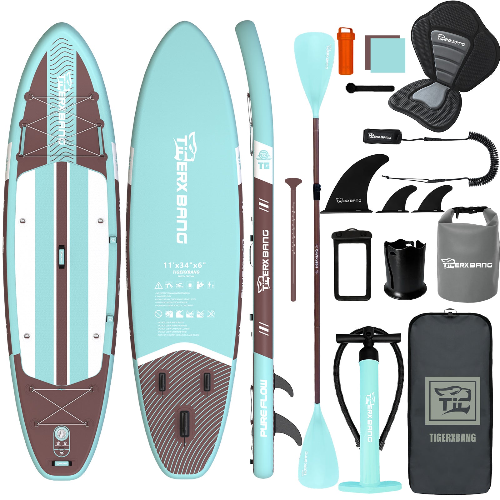 TIGERXBANG Pure Flow 11' Inflatable Paddle Board