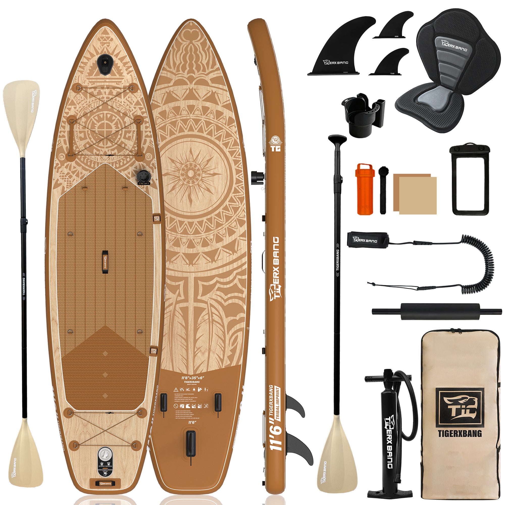TIGERXBANG Tribal Imprint Series 11'6" Inflatable Stand Up Paddle Board