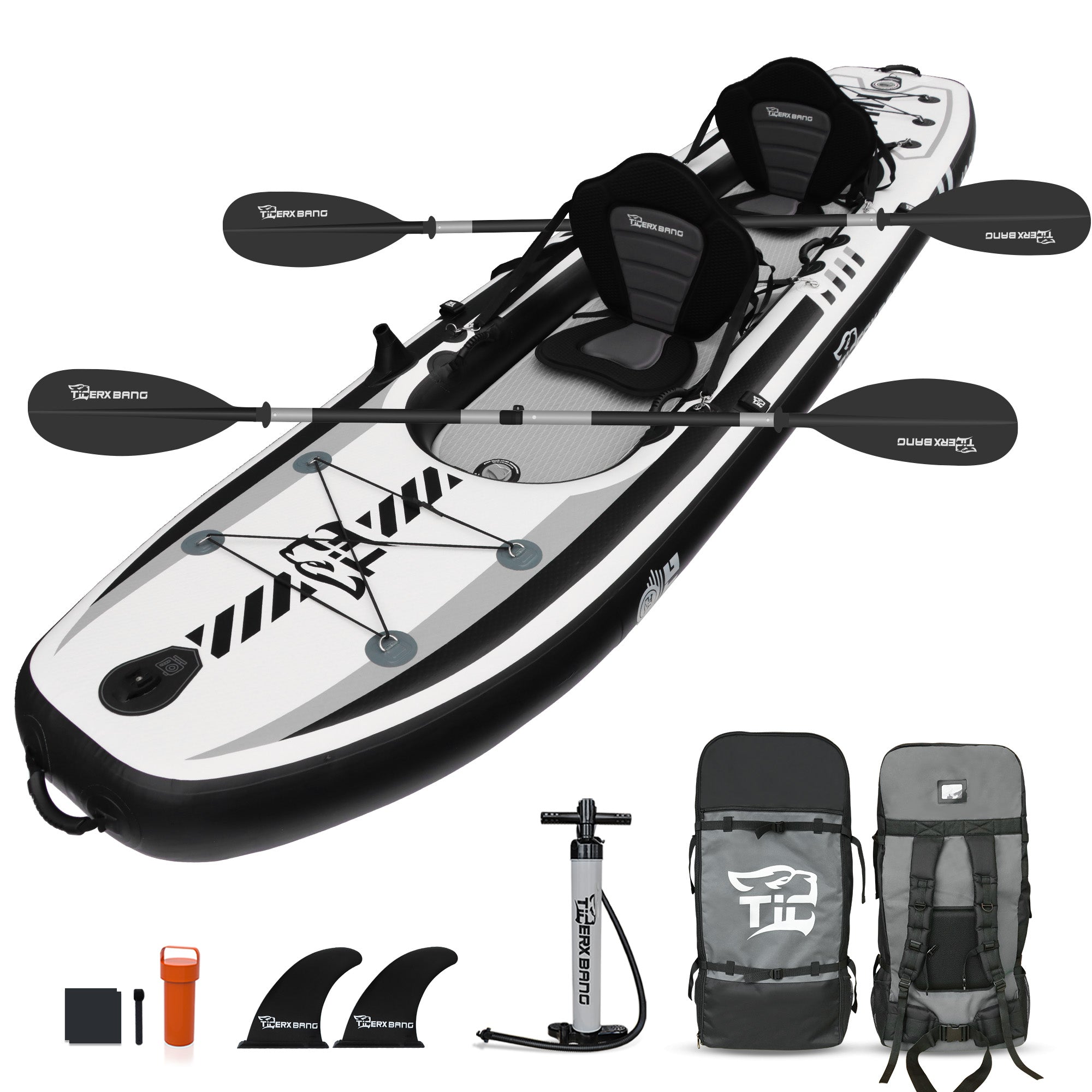 TIGERXBANG 12'8" Inflatable Tandem Kayak