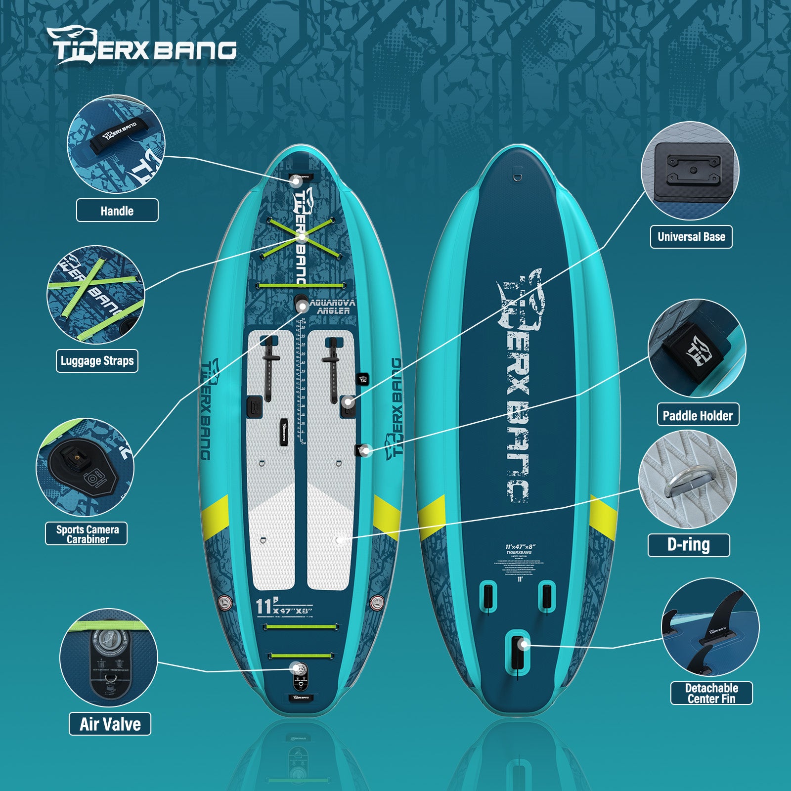 TIGERXBANG 11'x47''x6'' Inflatable Fishing Kayak