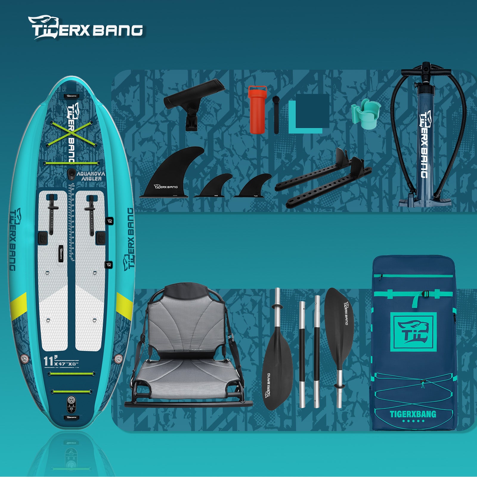 TIGERXBANG 11'x47''x6'' Inflatable Fishing Kayak