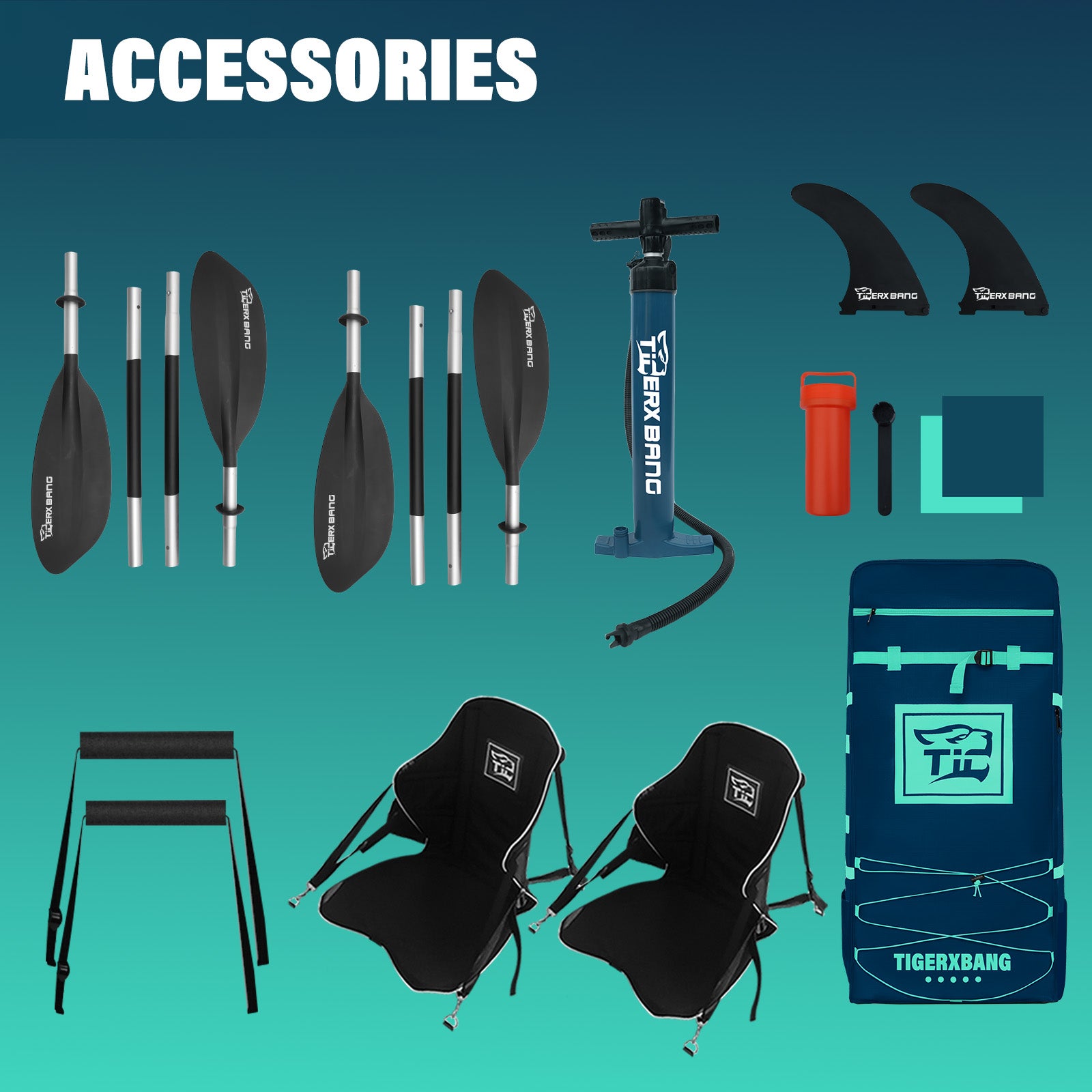 TIGERXBANG 13.8'x37.8"x9.4" Inflatable 2 Person Kayak