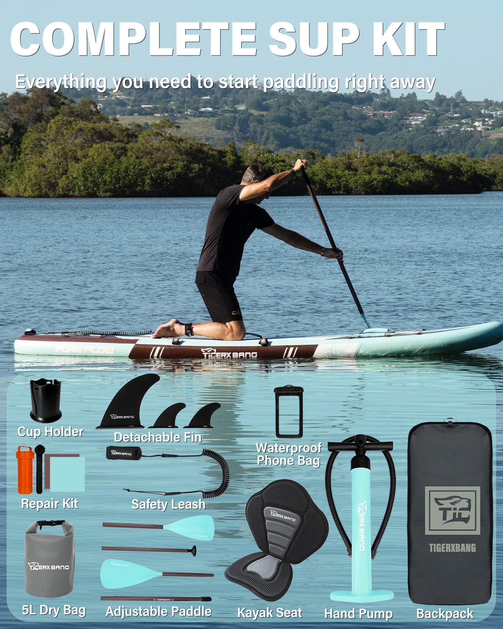 TIGERXBANG Pure Flow 11' Inflatable Paddle Board