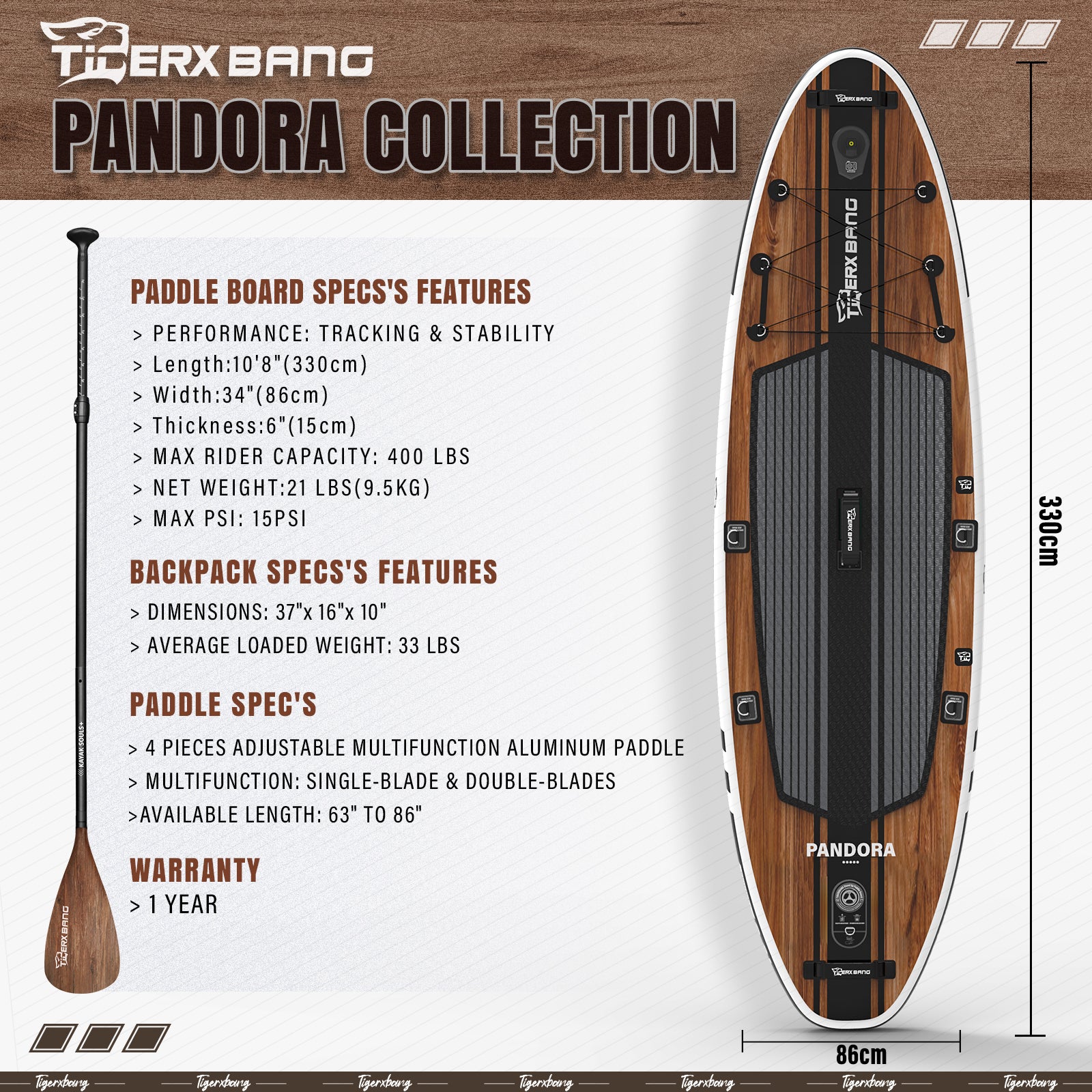 Paddle Board 10.8' Stand Up Paddle Board - TIGERXBANG