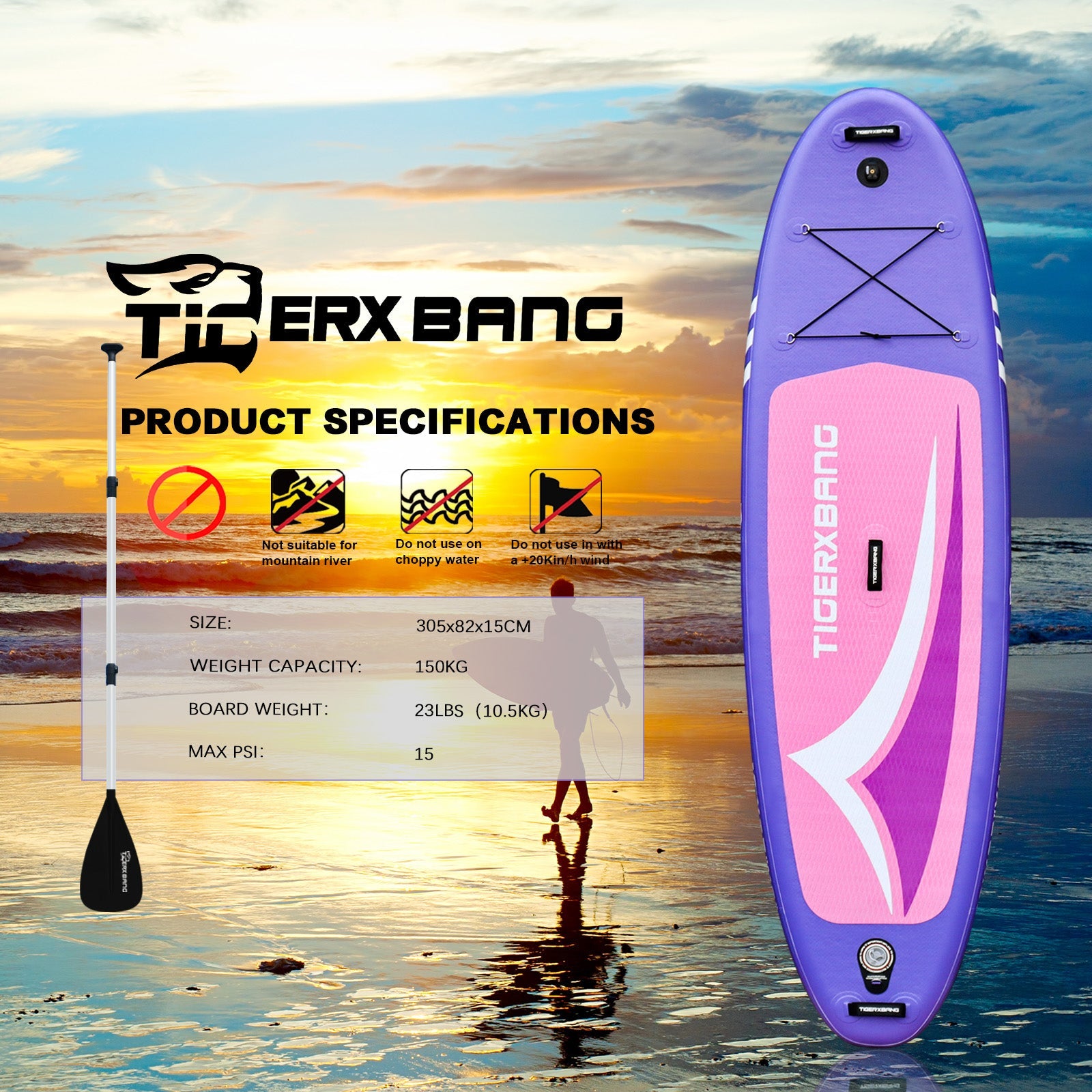 Tabla Paddle Surf Hinchable TIGERXBANG Blade 305cm