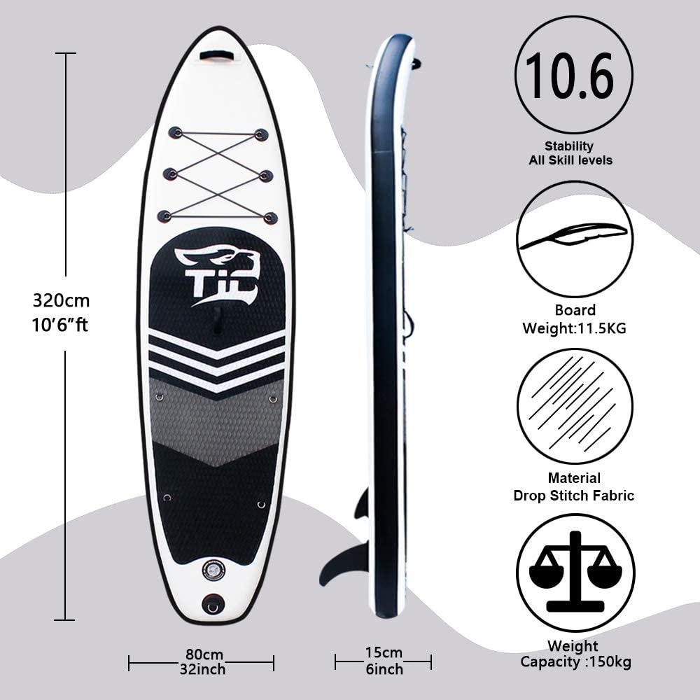 TIGERXBANG Black Knight 10'6" aufblasbare Paddle-Boards